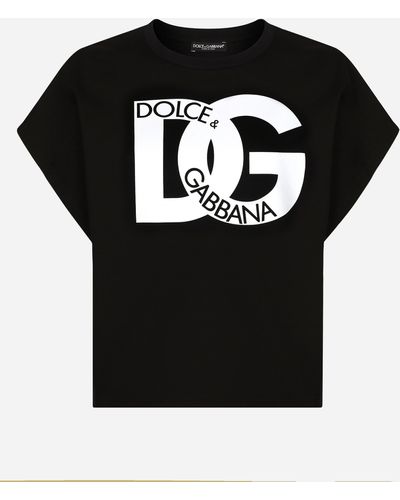 Dolce & Gabbana Jersey T-shirt With Dg Print - Black