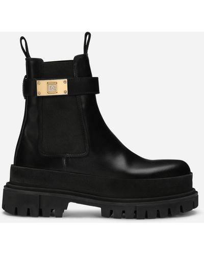 Dolce & Gabbana Stiefelette Aus Kalbsleder - Schwarz