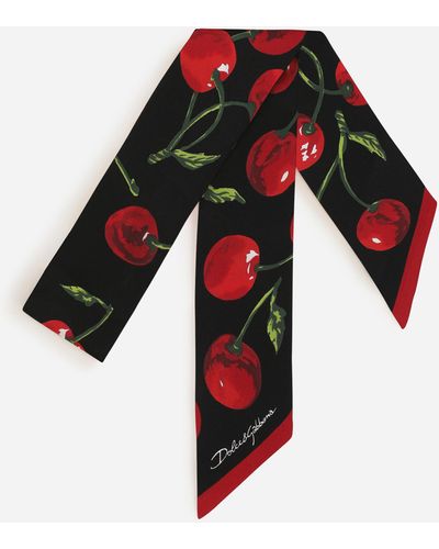 Dolce & Gabbana Cherry-print twill headscarf (6x100) - Rosso