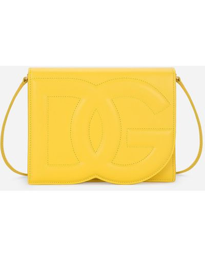 Dolce & Gabbana Umhängetasche DG Logo Bag aus Kalbsleder - Gelb