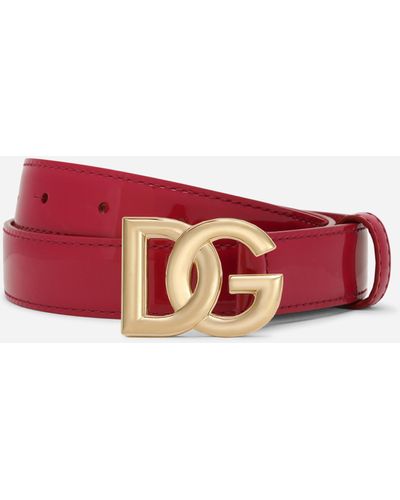Dolce & Gabbana Cinturón con logotipo DG - Rojo