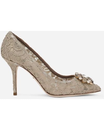 Dolce & Gabbana Zapatos Escotados De Encaje Taormina Con Cristales - Neutro