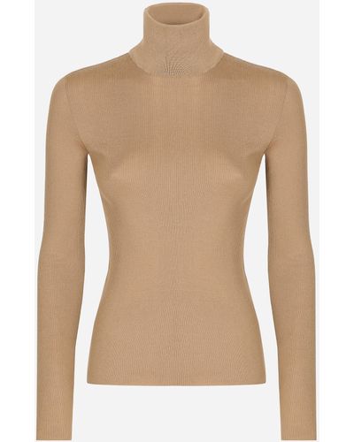 Dolce & Gabbana Maglia collo alto in cashmere - Neutro