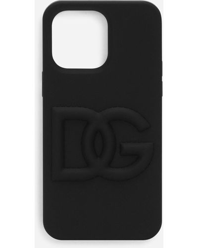 Dolce & Gabbana Coque logo DG pour iPhone 14 Pro Max en caoutchouc - Noir