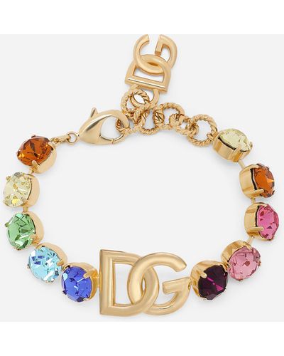 Dolce & Gabbana Bracelet with colorful rhinestones and DG logo - Mehrfarbig