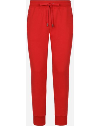 Dolce & Gabbana Jogginghose aus Jersey mit Logoplakette - Rot