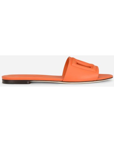 Dolce & Gabbana Dg Logo Leather Sandal - Orange