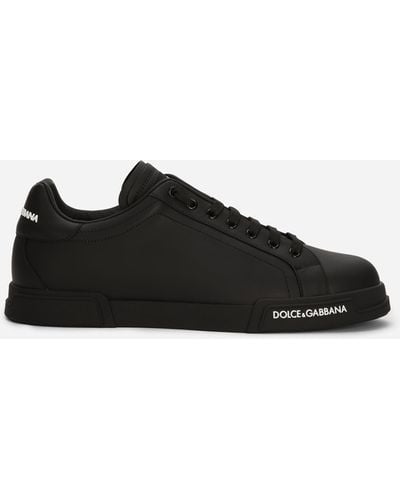 Dolce & Gabbana Portofino Leather Low-top Sneakers - Black