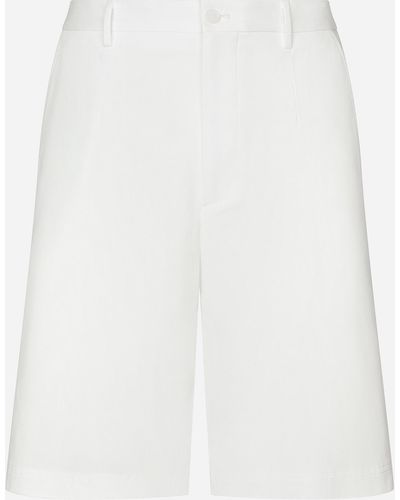 Dolce & Gabbana Bermudas Baumwollstretch mit Logoplakette - Weiß