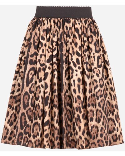 Dolce & Gabbana Leopard-print Poplin Circle Skirt - Brown