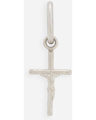 Dolce & Gabbana Single Creole Earring With Cross Pendant - White