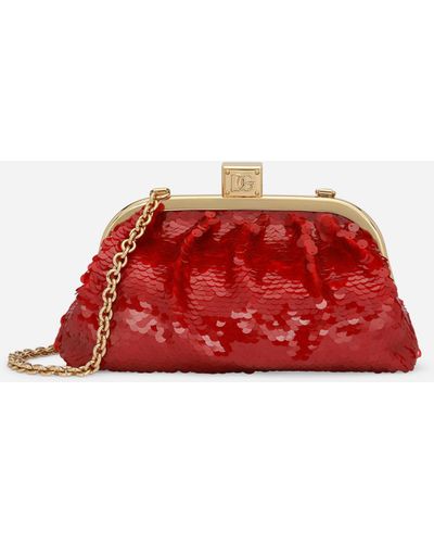 Dolce & Gabbana Maria Sequin-embellished Clutch Bag - Red