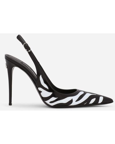 Dolce & Gabbana Slingback aus glänzendem Kalbsleder Zebra - Mehrfarbig