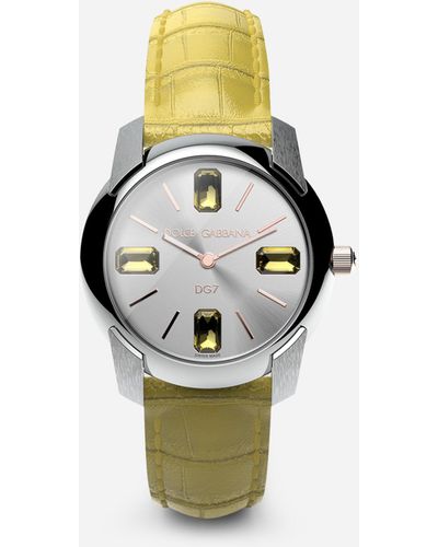 Dolce & Gabbana Watch With Alligator Strap - White