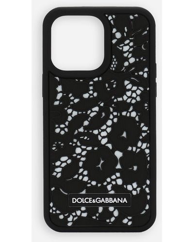Dolce & Gabbana Cover iphone 14 pro max in gomma pizzo - Nero