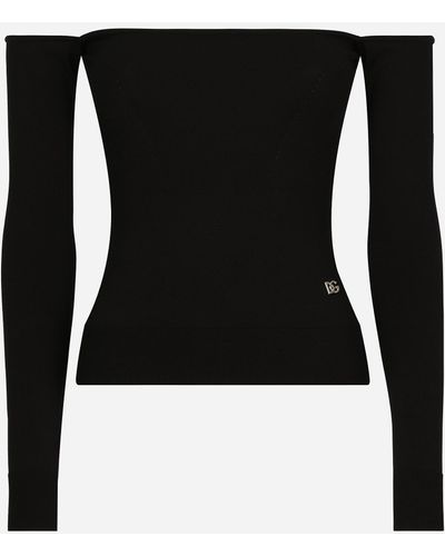 Dolce & Gabbana Strapless Viscose Jumper With Muffs - Black