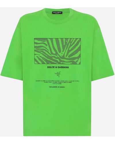 Dolce & Gabbana T-Shirt aus Baumwolle mit Print RAZER - Grün
