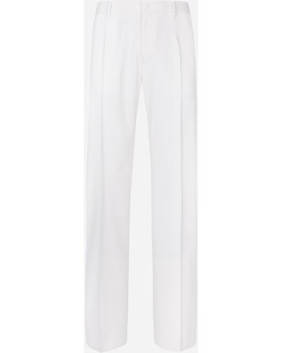 Dolce & Gabbana Hose aus Wollstretch mit geradem Bein - Weiß