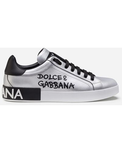 Dolce & Gabbana Metallic Calfskin Nappa Portofino Sneakers - Mettallic