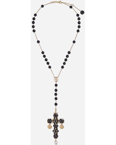 Dolce & Gabbana Tradition rosary in yellow gold black sapphires - Weiß