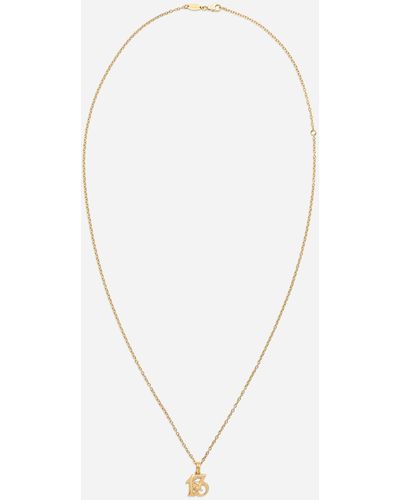 Dolce & Gabbana Good luck number 13 pendant on yellow gold chain - Blanco