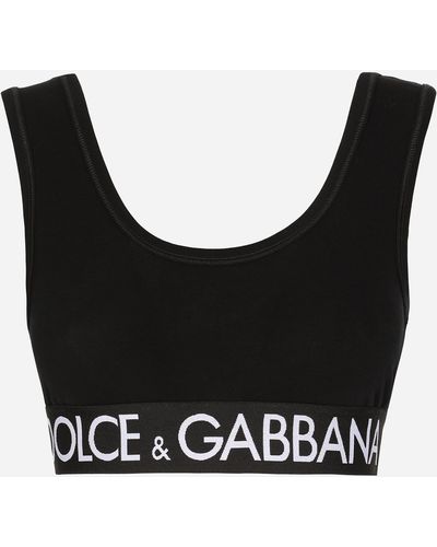 Dolce & Gabbana Top de punto con logotipo en cinta elástica - Negro
