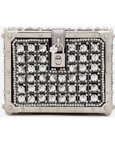 Dolce & Gabbana Tasche Dolce Box aus Jacquardgewebe mit Stickereien - Weiß