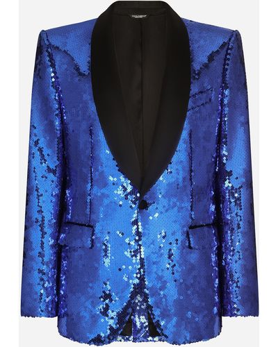 Dolce & Gabbana Sequined single-breasted Sicilia-fit tuxedo suit - Blu
