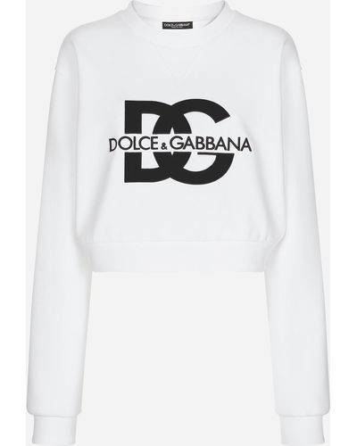 Dolce & Gabbana Jersey Sweatshirt With Dg Logo Embroidery - White