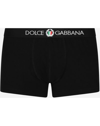 Dolce & Gabbana Bóxer regular en punto bielástico con escudo - Negro