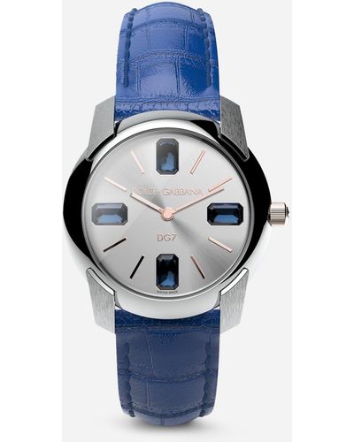 Dolce & Gabbana Uhr Mit Armband Aus Alligatorleder - Blau