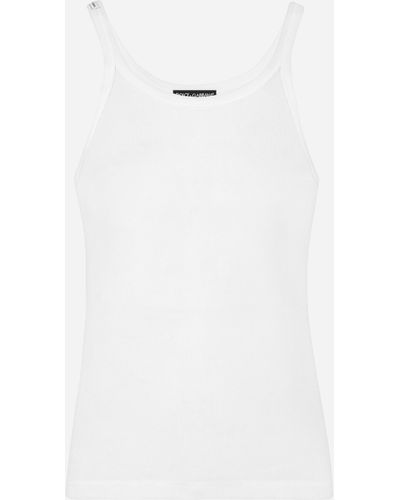 Dolce & Gabbana Camiseta Sin Mangas De Algodón Acanalado - Blanco