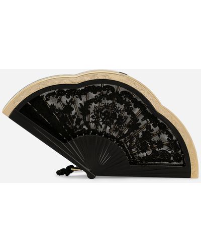 Dolce & Gabbana Lace Fan Clutch Bag - Black