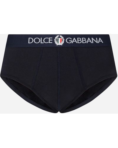 Dolce & Gabbana Brando Briefs In Stretch Cotton - Blue