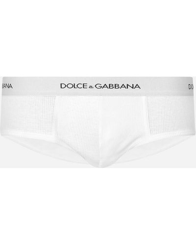 Dolce & Gabbana Slip Brando En Coton Côtelé - Blanc