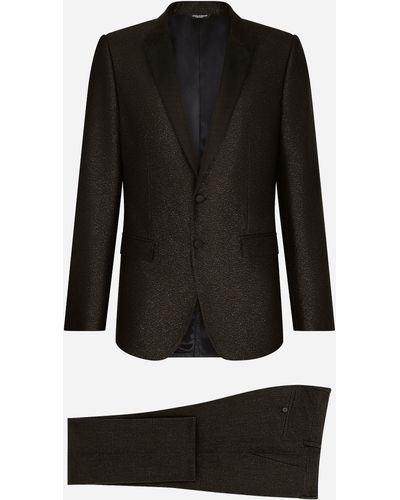 Dolce & Gabbana Lamé Silk Jacquard Martini-fit Tuxedo Suit - Black