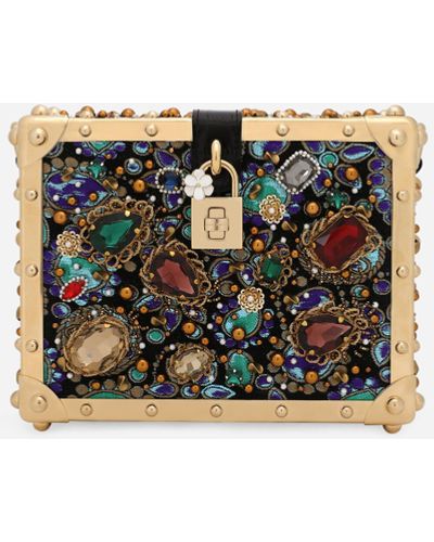 Dolce & Gabbana Borsa dolce box in tessuto jacquard con ricami - Multicolore