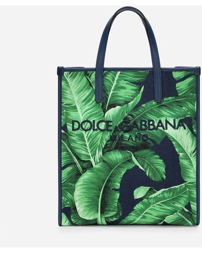 Dolce & Gabbana Kleiner Shopper aus bedrucktem Canvas - Grün