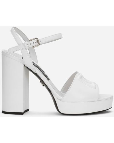 Dolce & Gabbana Sandalia de plataforma en piel de becerro - Blanco