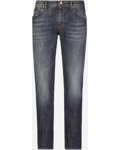 Dolce & Gabbana Jeans Slim Stretch gewaschen kleine Abriebstellen - Blau