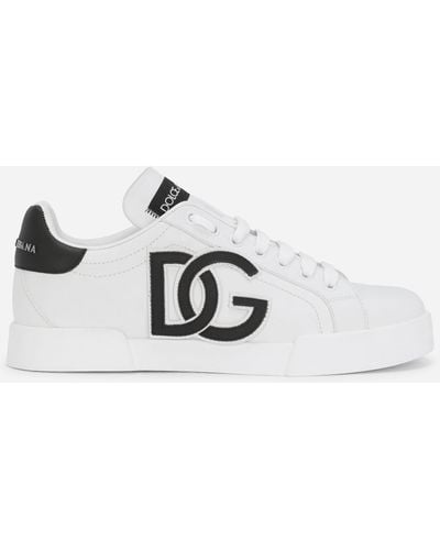 Dolce & Gabbana Logo-Print Sneakers - Leder - Schwarz/ - Weiß