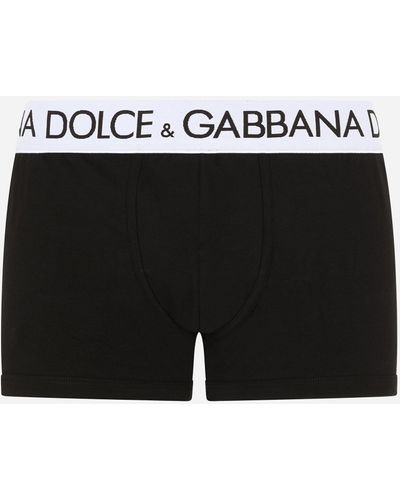 Dolce & Gabbana Boxer long en jersey de coton bi-stretch - Noir