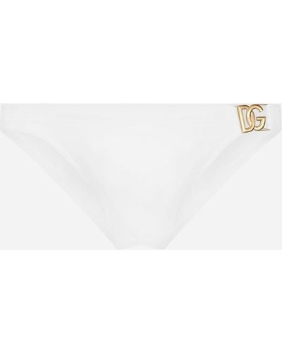 Dolce & Gabbana Badehose mit DG-Logoschließe - Weiß
