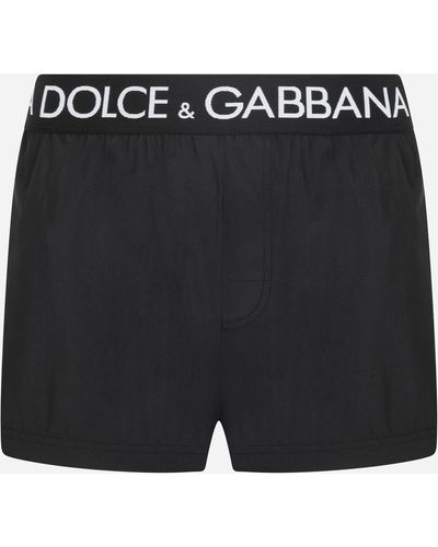 Dolce & Gabbana Kurze Bade-Boxershorts mit elastischem Logobund - Schwarz