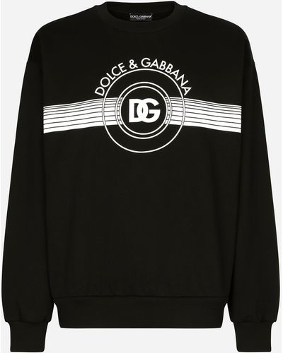 Dolce & Gabbana Sweat-shirt en jersey à imprimé logo DG - Noir