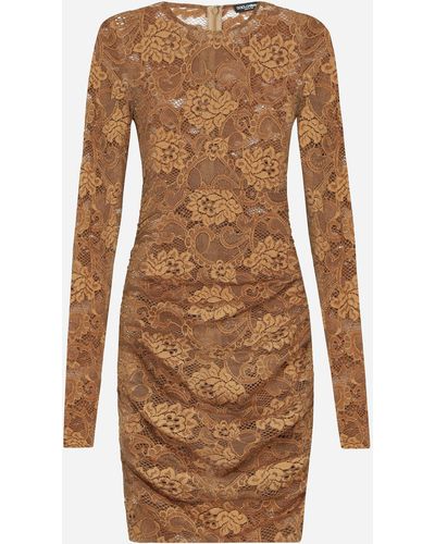 Dolce & Gabbana Kurzes Kleid aus floraler Spitze - Braun