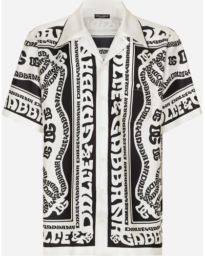 Dolce & Gabbana Camisa Hawaii de seda con estampado Marina - Blanco