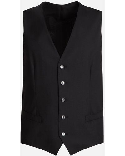 Dolce & Gabbana Five Button Vest In Wool - Black