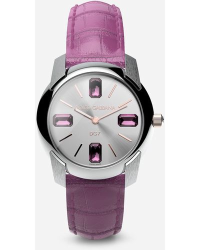 Dolce & Gabbana Uhr mit armband aus alligatorleder - Pink