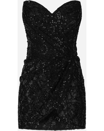 Dolce & Gabbana Vestido corto con lentejuelas bordadas - Negro